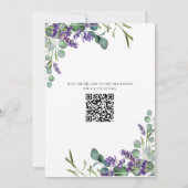 Boho Lavendel Eucalyptus Elegant Modern QR-Code Save The Date (Rückseite)