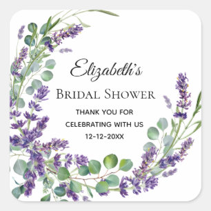 Boho-Lavendel-Eukalyptus-Brautjungfernparty  Quadratischer Aufkleber
