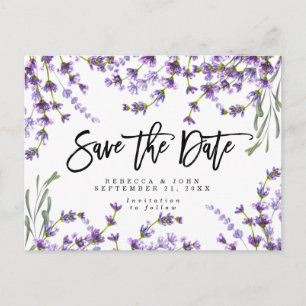 boho Lavendel mit Blumen Save the Date wedding Ankündigungspostkarte