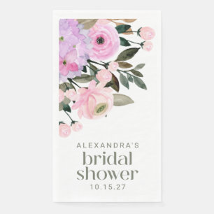 Boho-Lavendel-Rosa-Blumen-Watercolor-Junggesellinn Serviette