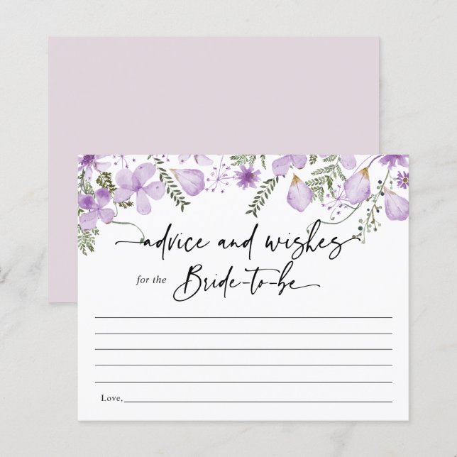 Boho Lavender Advice und Wünsche für Bridakarte (Vorne/Hinten)