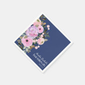 Boho Lavender Blue Floral Watercolor Bat Mitzvah Serviette (Ecke)
