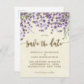 Boho lavender Blumenhochzeit speichern das Datum Ankündigungspostkarte (Vorne/Hinten)