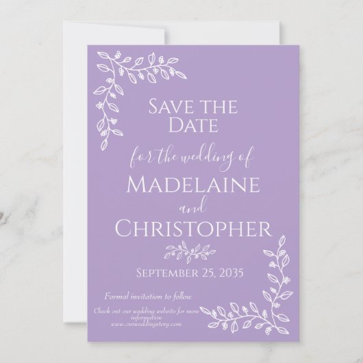 Boho Lavender Botanical Foto Wedding Save The Date (Vorderseite)