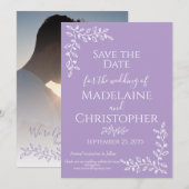 Boho Lavender Botanical Foto Wedding Save The Date (Vorne/Hinten)