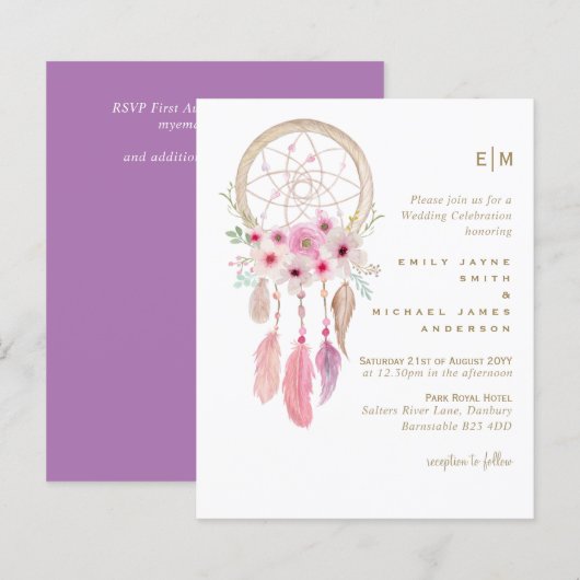 Boho Lavender Dream Catcher Pink Wedding (Vorne/Hinten)
