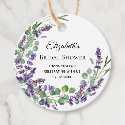 Boho Lavender Eucalyptus Brautparty Geschenkanhänger (Vorderseite)