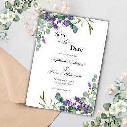 Boho Lavender Eucalyptus Eleganter Moderner QR-Cod Save The Date