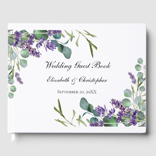 Boho Lavender Eucalyptus Greenery Wedding Gästebuch (Vorderseite)