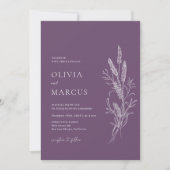 Boho Lavender Floral Minimalistisch Hochzeit Einla Einladung (Vorderseite)