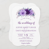 Boho Lavender Floral Plum Lila Wedding Einladung (Vorne/Hinten)