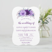 Boho Lavender Floral Plum Lila Wedding Einladung (Stehend Vorderseite)