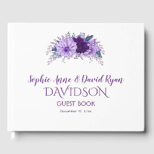 Boho Lavender Floral Plum Lila Wedding Gästebuch