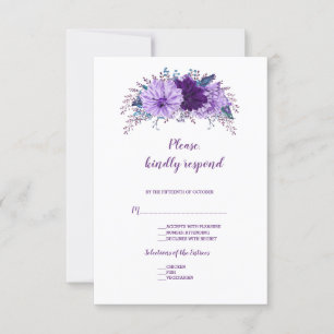 Boho Lavender Floral Plum Lila Wedding RSVP