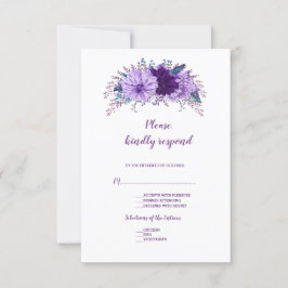 Boho Lavender Floral Plum Lila Wedding RSVP Karte