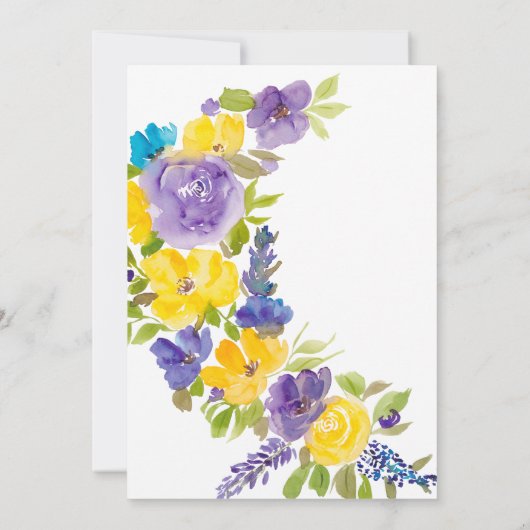 Boho lavender gelb blühende Mutter Einladung (Rückseite)