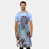 Boho Lavender, Grüne und Aquamarine Blätter Schürze (Getragen)