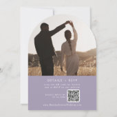 Boho Lavender Lila Foto QR Code Arch Wedding Einladung (Rückseite)