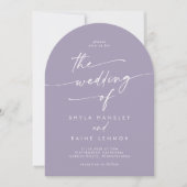 Boho Lavender Lila Foto QR Code Arch Wedding Einladung (Vorderseite)