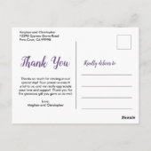 Boho Lavender Lila Watercolor Floral Vielen Dank Postkarte (Rückseite)