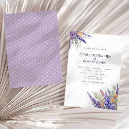 Boho Lavender Lilac Watercolor Wildblumen Hochzeit Einladung