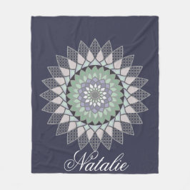 Boho Lavender Lotus Mandala Monogram Fleecedecke