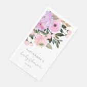 Boho Lavender Pink Floral Watercolor Babydusche Serviette (Ecke)