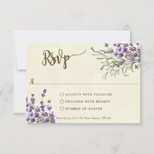 Boho lavender wedding Brautparty rsvp Karte