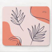 Boho Leaf Abstrakte Linie Art Personalisiert Mousepad (Vorne)