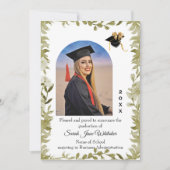 Boho Leaf Border College Graduation announcement Karte (Vorderseite)
