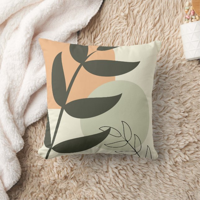Boho Leaf Design Throw Pillow Kissen (Decke)