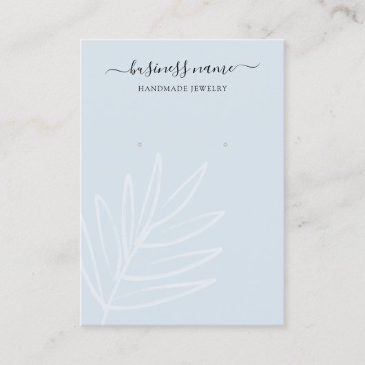 Boho Leaf Dusty Blue Earring Juwelier Display Visitenkarte (Vorderseite)