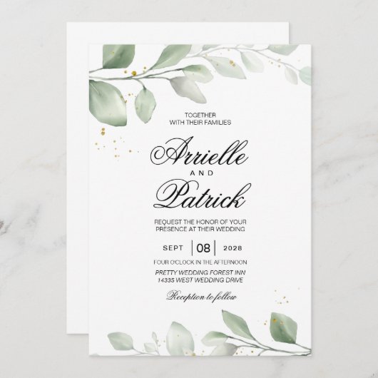 Boho Leaf Einladung (Vorne/Hinten)