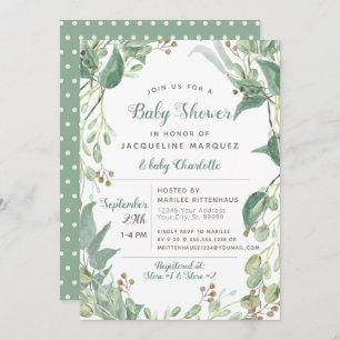 BOHO Leaf Foliage Eukalyptus Greenery Baby Shower Einladung