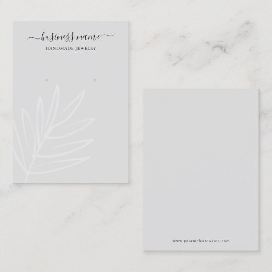 Boho Leaf Gray Earring Juwelier Display Visitenkarte (Vorne/Hinten)