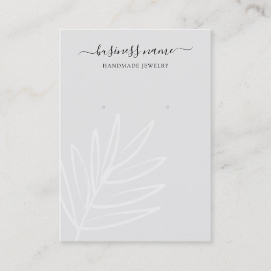 Boho Leaf Gray Earring Juwelier Display Visitenkarte (Vorderseite)