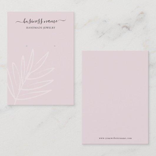 Boho Leaf Mauve Earring Juwelier Display Visitenkarte (Vorne/Hinten)