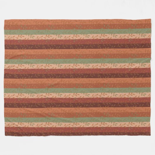 Boho Leaf Pattern Rustikale Wohngestaltung Fleecedecke (Vorderseite (Horizontal))