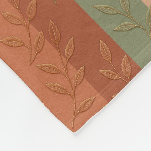 Boho Leaf Pattern Rustikale Wohngestaltung Fleecedecke (Ecke)