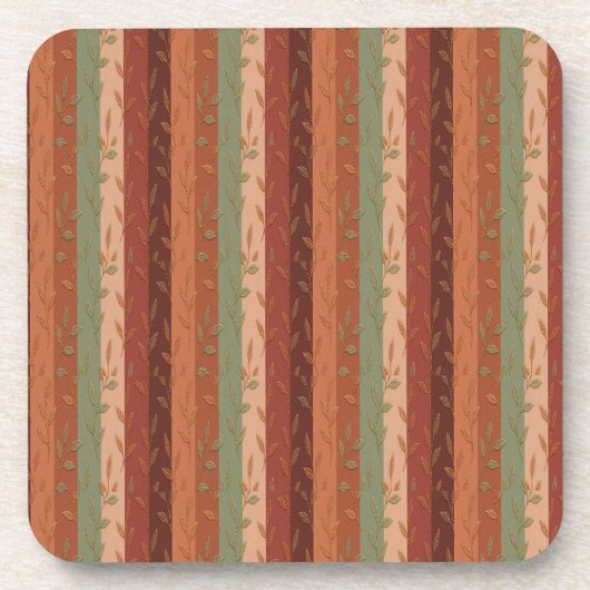 Boho Leaf Pattern Rustikale Wohngestaltung Getränkeuntersetzer (Vorderseite)