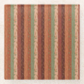 Boho Leaf Pattern Rustikale Wohngestaltung Glasuntersetzer (Vorderseite)