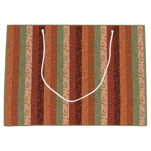Boho Leaf Pattern Rustikale Wohngestaltung Große Geschenktüte (Vorderseite)
