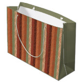 Boho Leaf Pattern Rustikale Wohngestaltung Große Geschenktüte (Rückseite Schrägansicht)