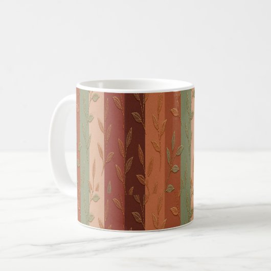 Boho Leaf Pattern Rustikale Wohngestaltung Kaffeetasse (Vorderseite Links)