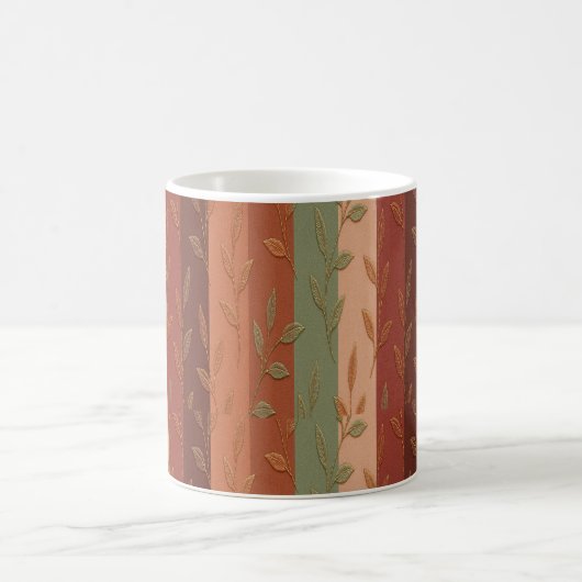 Boho Leaf Pattern Rustikale Wohngestaltung Kaffeetasse (Mittel)
