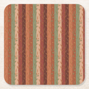 Boho Leaf Pattern Rustikale Wohngestaltung Rechteckiger Pappuntersetzer
