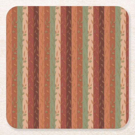 Boho Leaf Pattern Rustikale Wohngestaltung Rechteckiger Pappuntersetzer (Vorderseite)