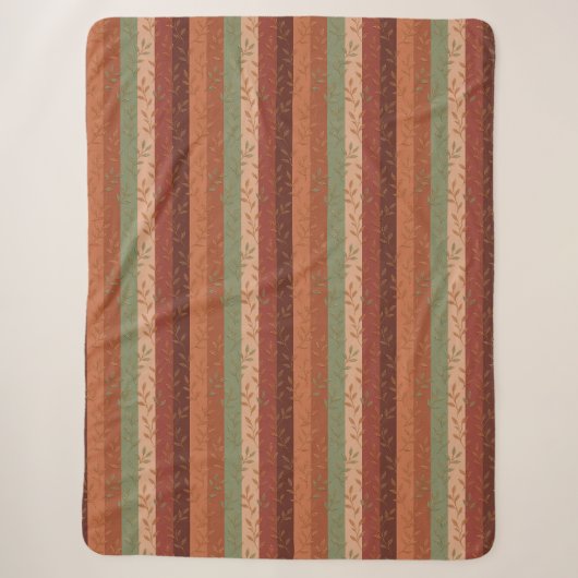 Boho Leaf Pattern Rustikale Wohngestaltung Sherpadecke (Vorderseite)