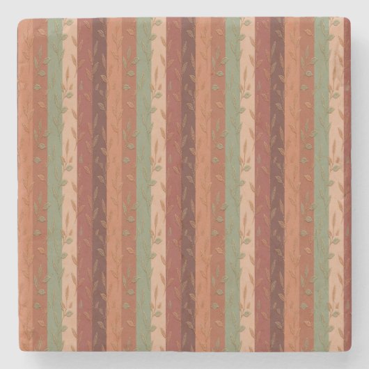 Boho Leaf Pattern Rustikale Wohngestaltung Steinuntersetzer (Vorderseite)