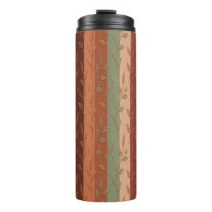 Boho Leaf Pattern Rustikale Wohngestaltung Thermosbecher